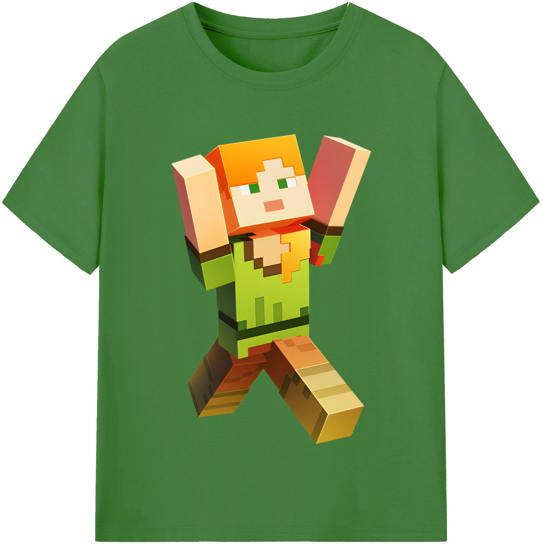 （画像用） マインクラフト ブロックの世界 Minecraft MC Block world レディースカジュアルプリントTシャツ（綿100％）